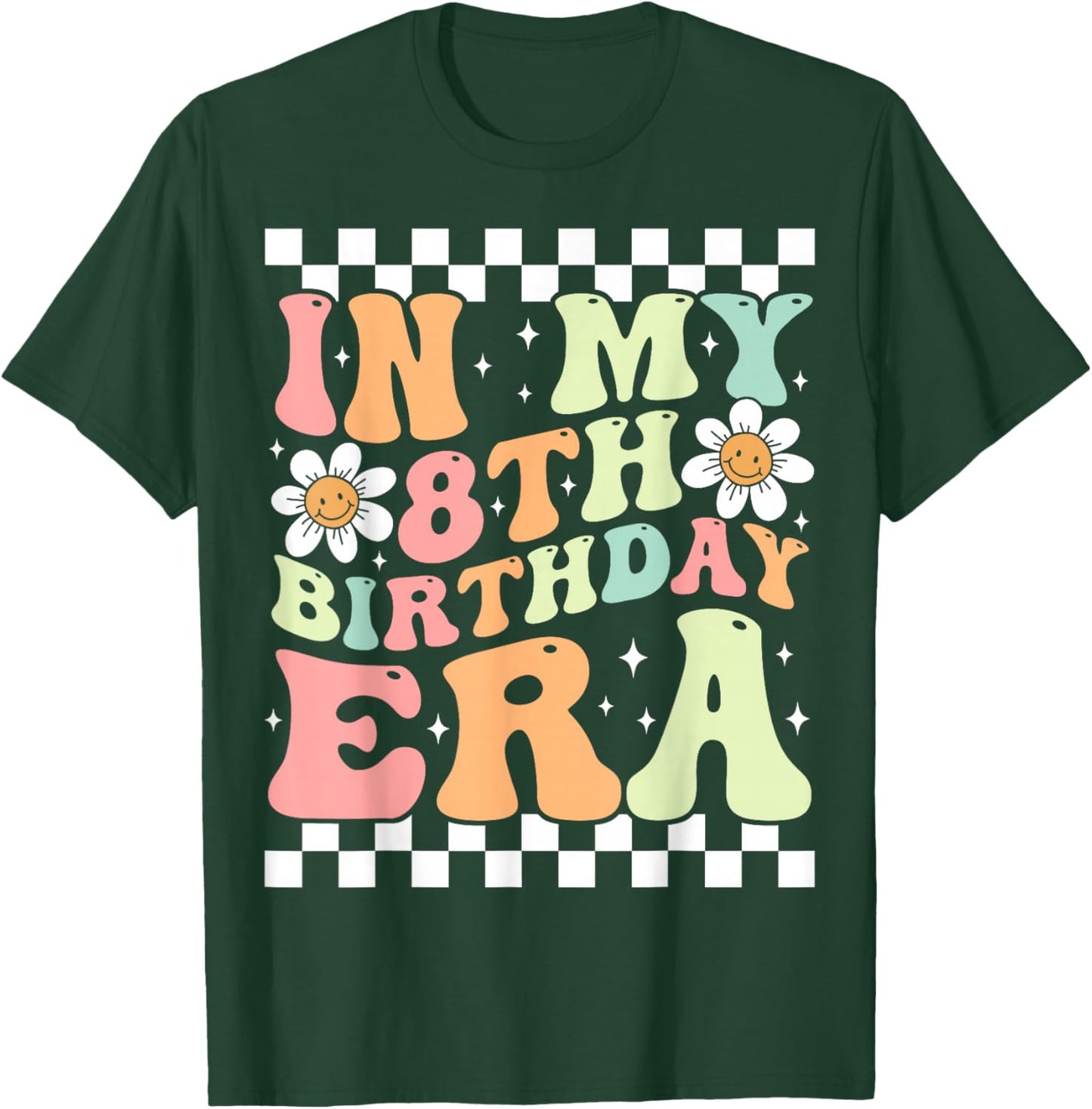 In My 8th Birthday Era Cute Daisy Groovy 8th Birthday Party T-Shirt - T-Shirt | Forest