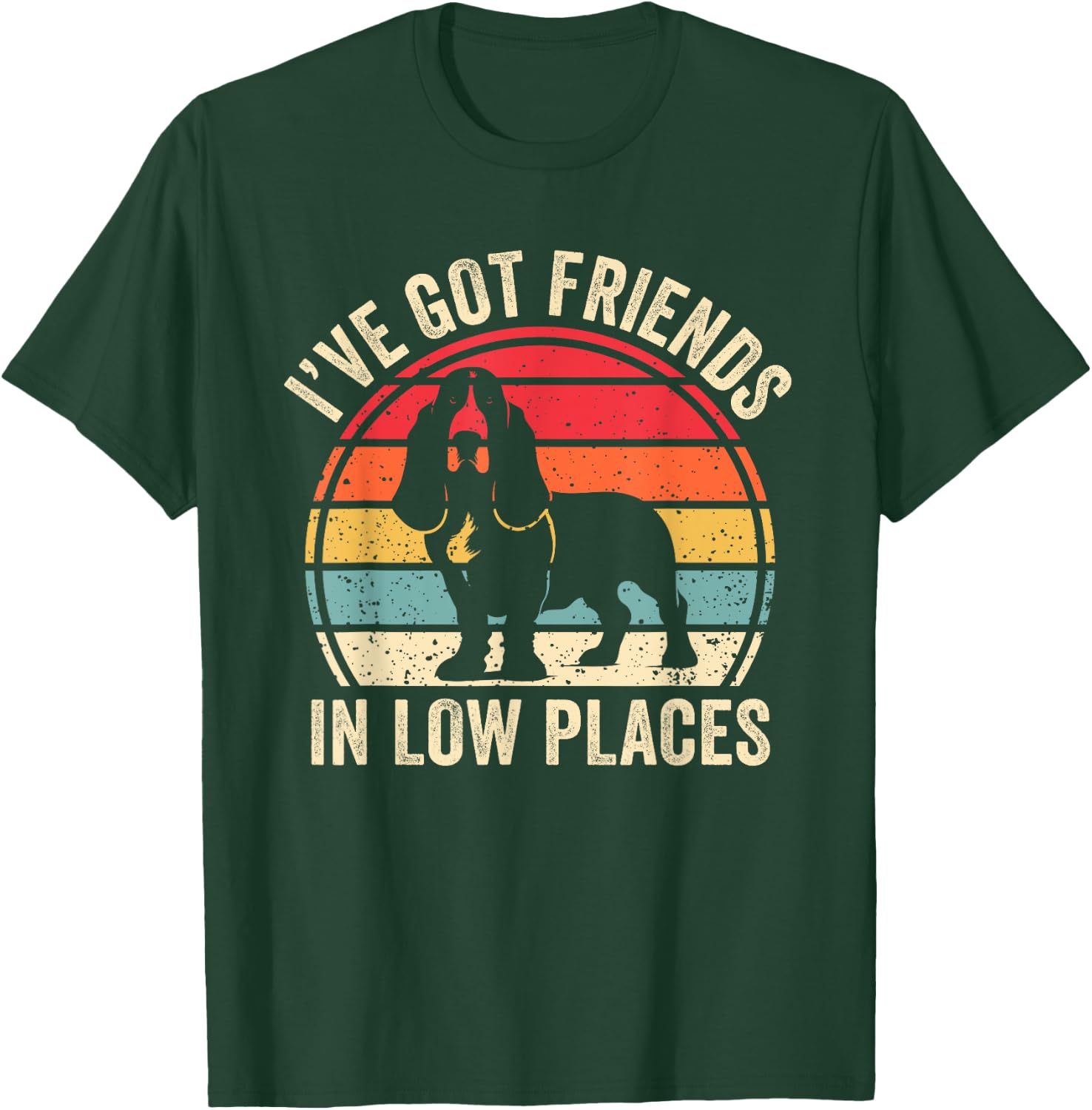 I've Got Friends In Low Places Funny Basset Hound Dog Lover Women Kids T-Shirt - T-Shirt | Forest