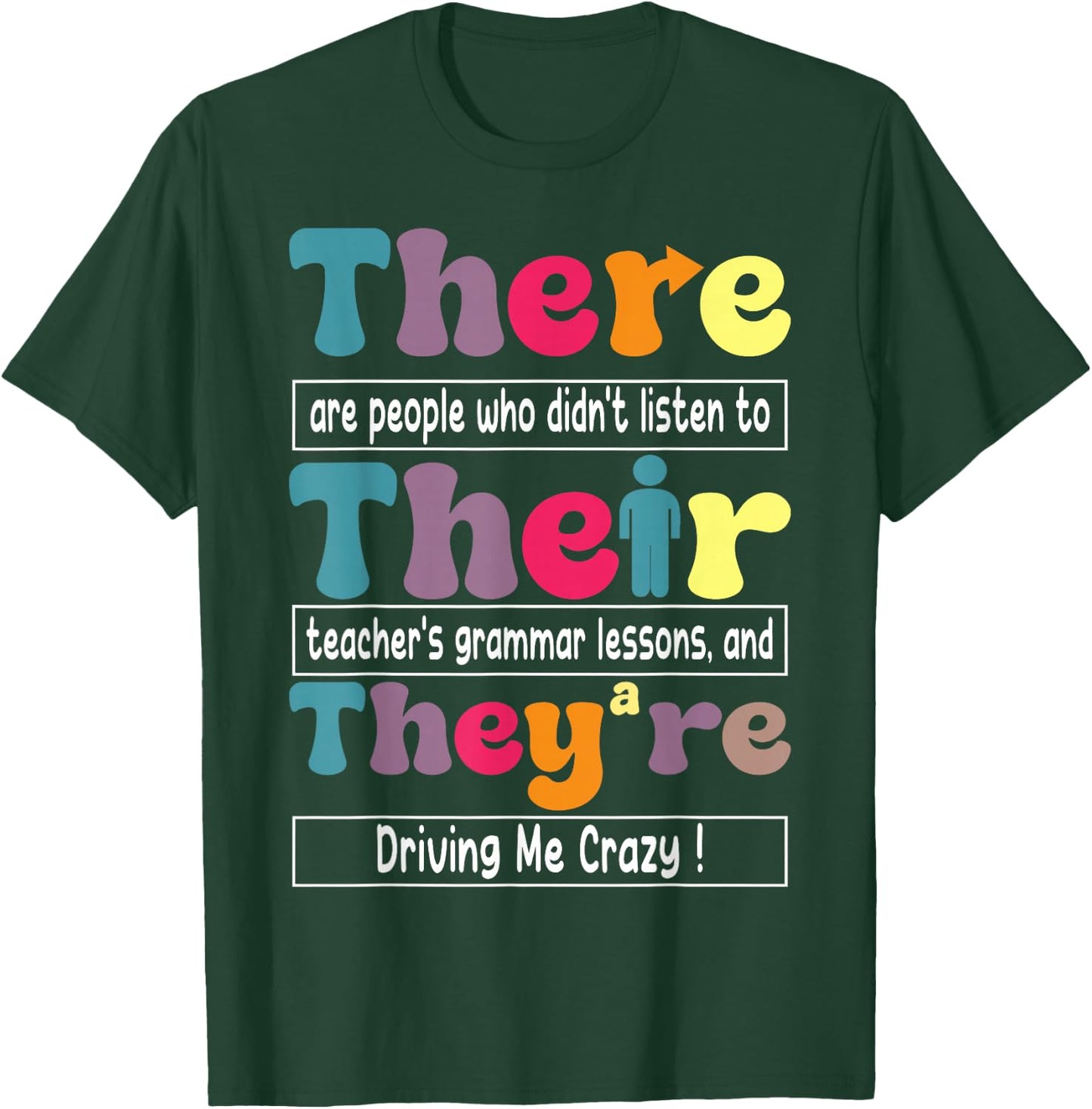 There Their They're English Teacher Funny Grammar Memes T-Shirt - T-Shirt | Forest