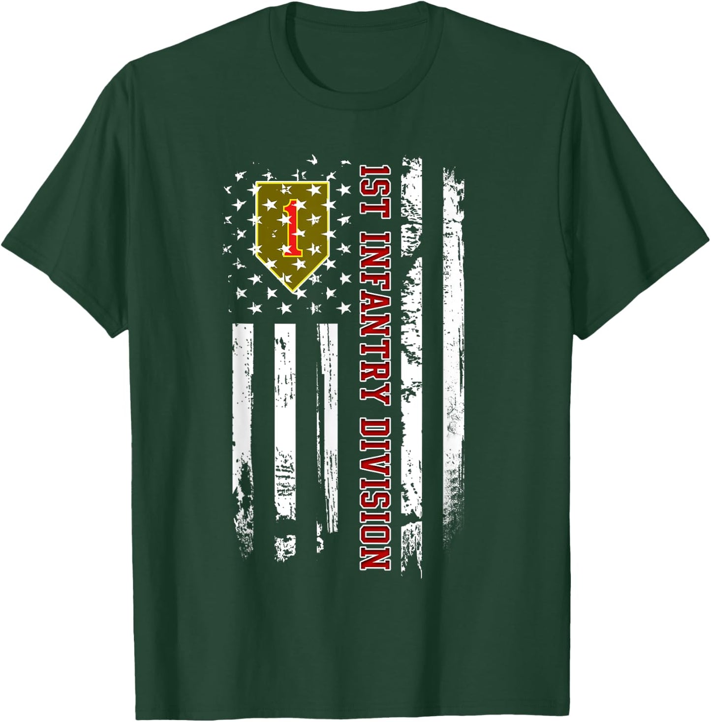 1st Infantry Division American Flag Military Veteran Day T-Shirt - T-Shirt | Forest