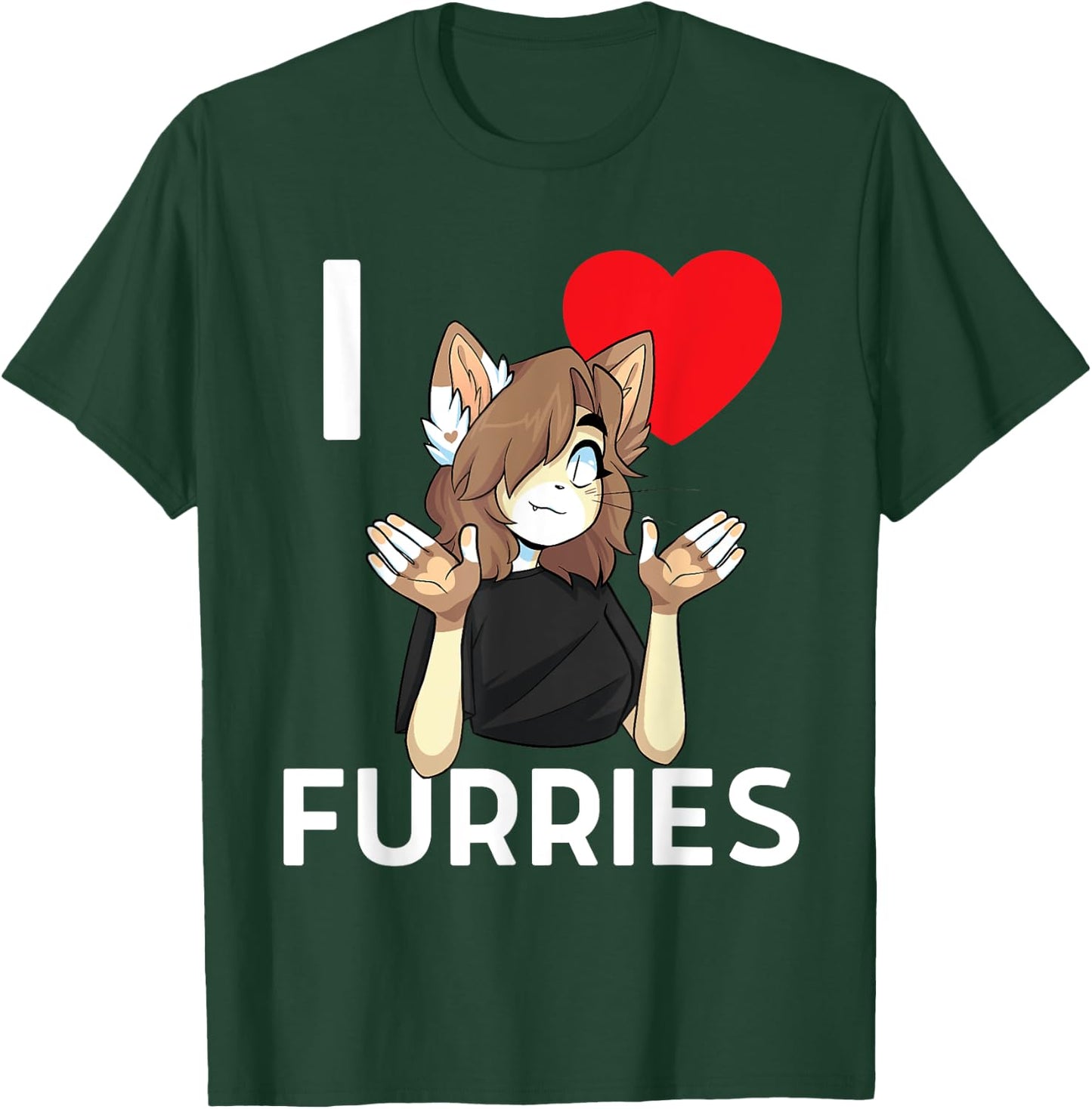 Cute I Heart Furries Furry Fandom Love T-Shirt - T-Shirt | Forest