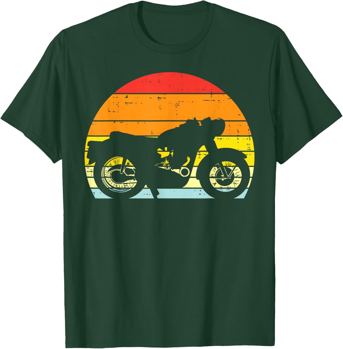 Biker Motorcycle Sunset Retro Motorbike Men Boys Kids Women T-Shirt - T-Shirt | Forest