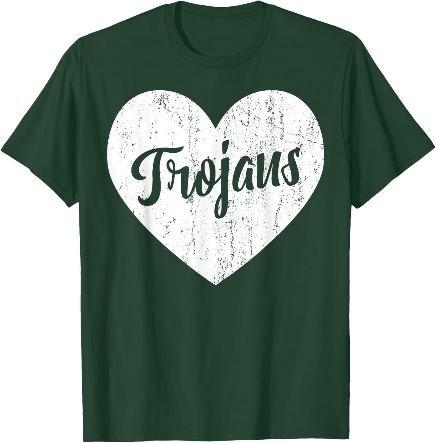 Trojans School Sports Fan Team Spirit Mascot Cute Heart Gift T-Shirt - T-Shirt | Forest