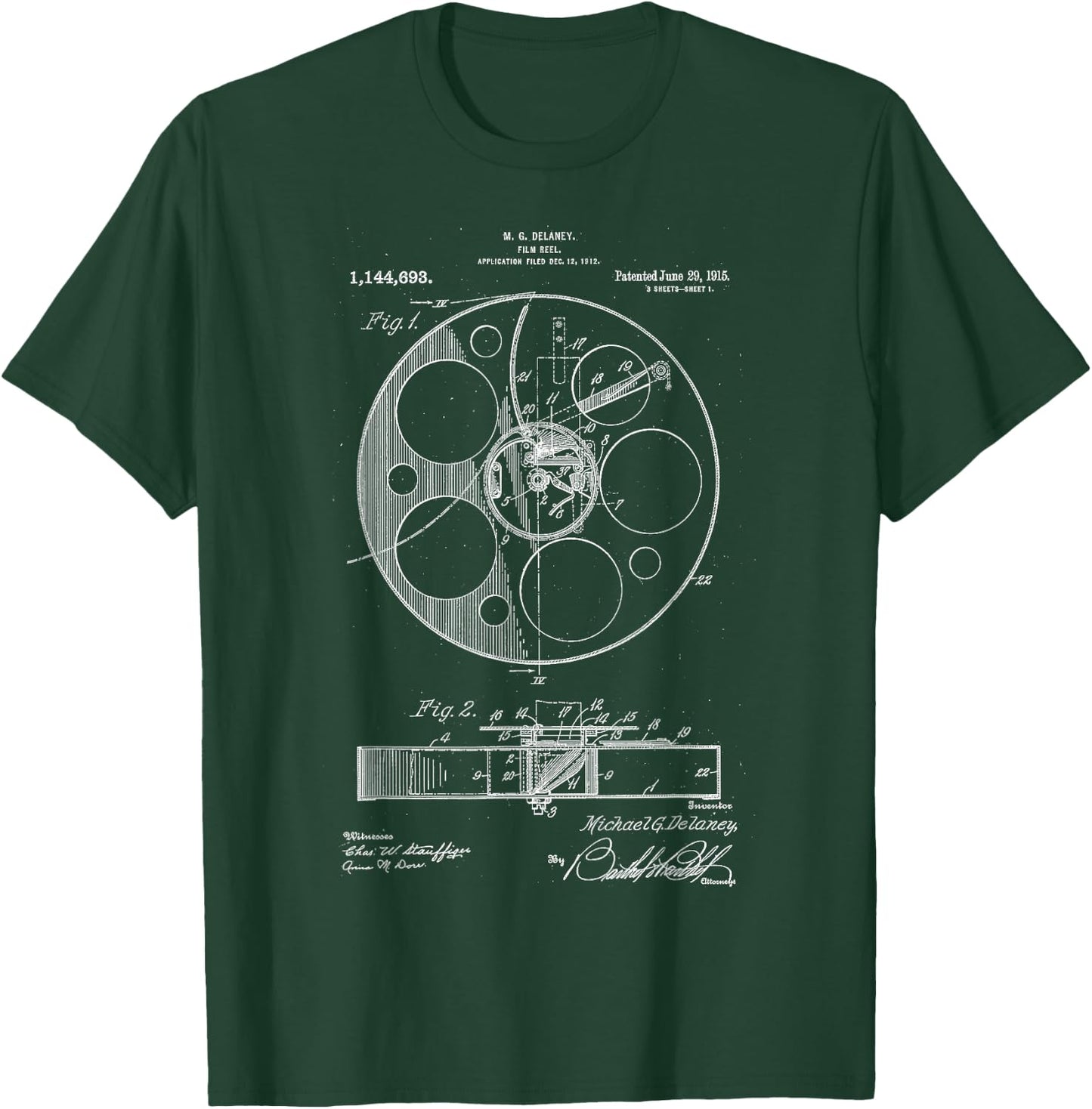 Film Roll Patent Vintage Retro Filmmaker Gift Film T-Shirt - T-Shirt | Forest