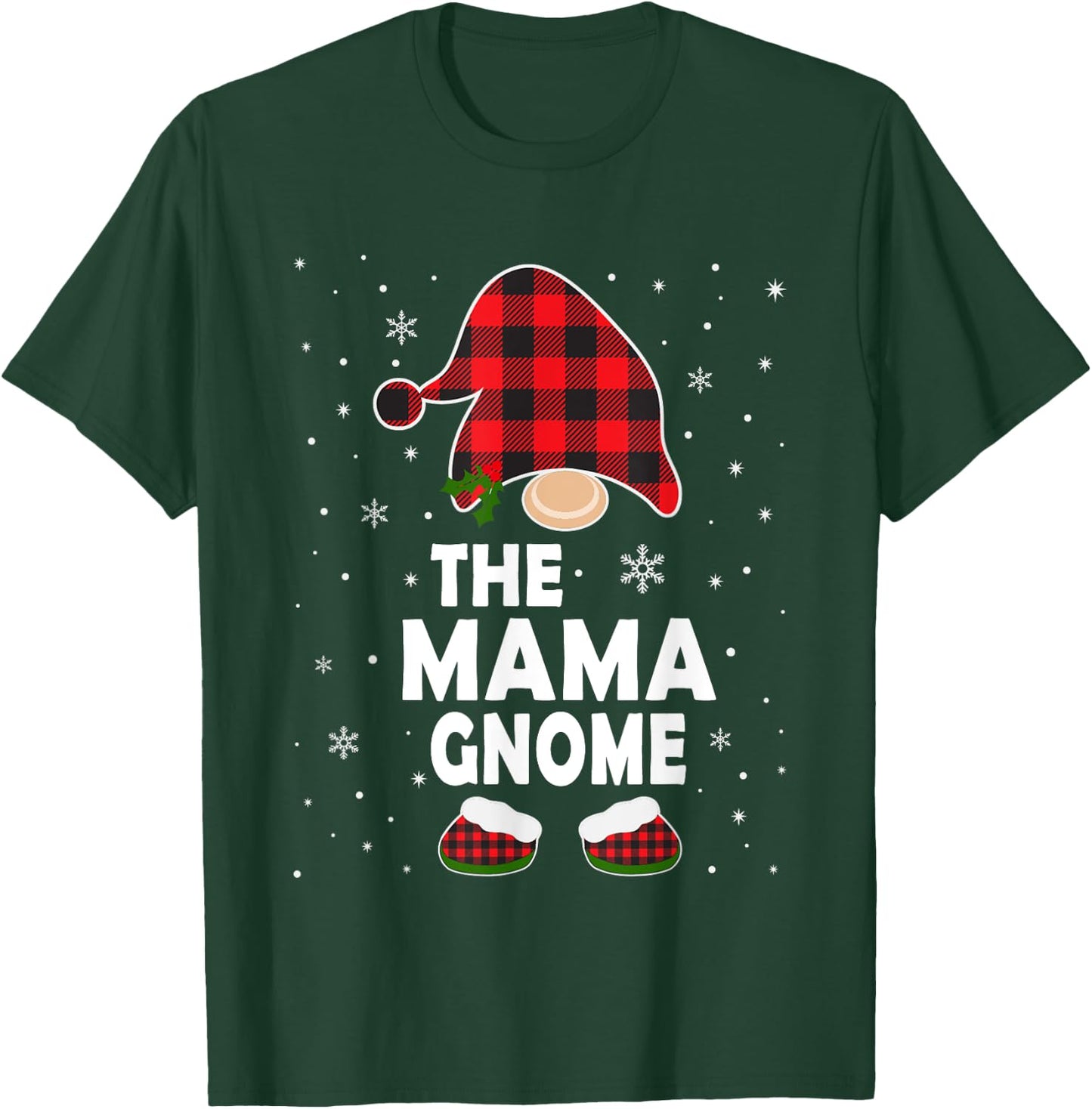 Mama Gnome Buffalo Plaid Matching Family Christmas Pajama T-Shirt - T-Shirt | Forest