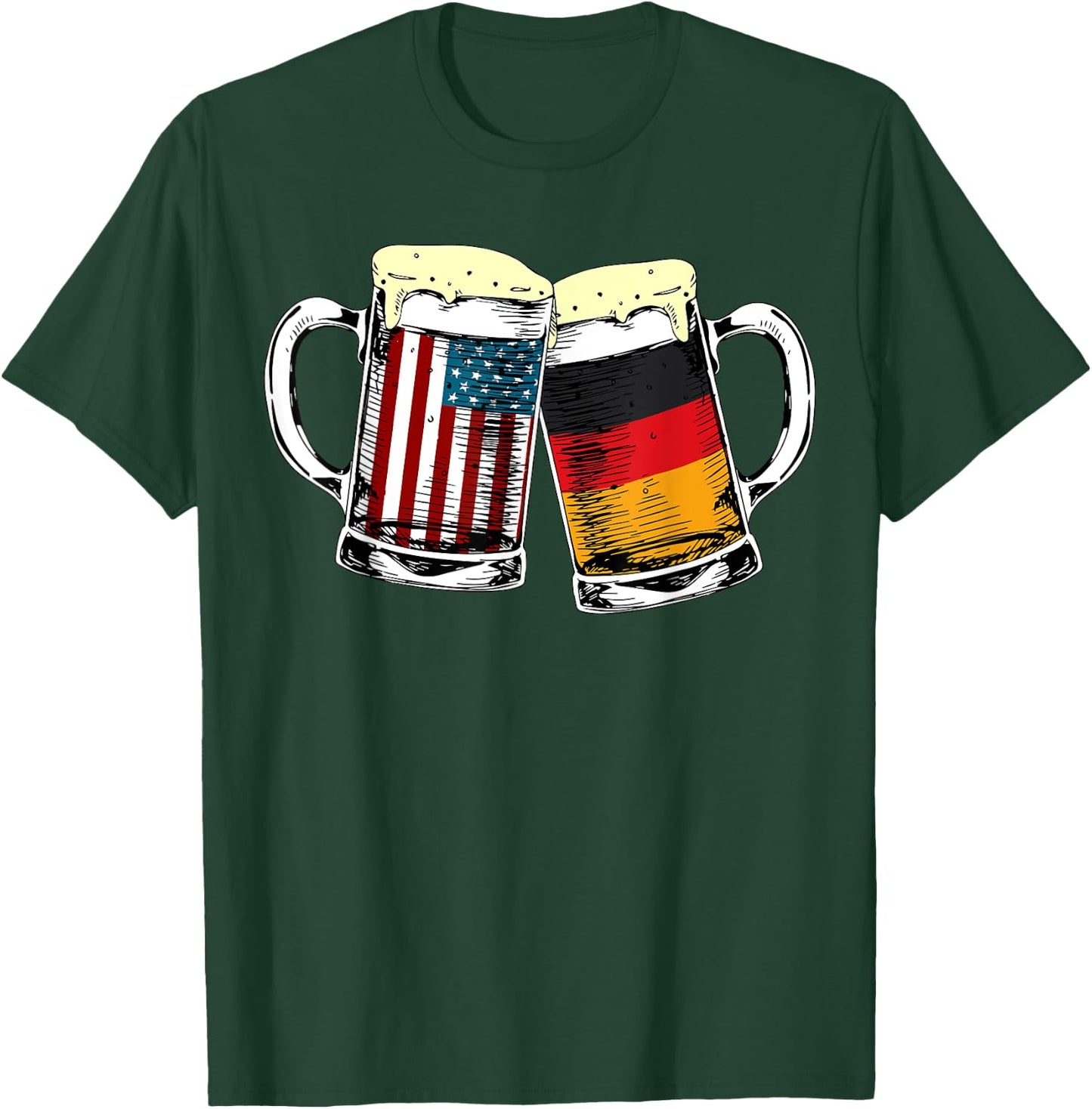 Funny Oktoberfest German American Flag Prost Beer Mug Print T-Shirt - T-Shirt | Forest
