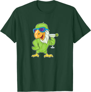Parrots Tropical Drinking Margaritas T-Shirt - T-Shirt | Forest