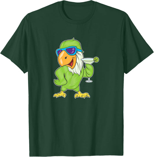 Parrots Tropical Drinking Margaritas T-Shirt - T-Shirt | Forest