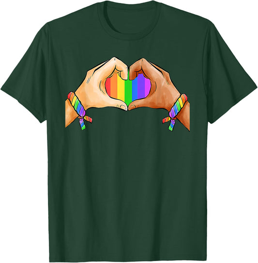Gay Pride Clothing LGBT Rainbow Flag Heart Unity T-Shirt - T-Shirt | Forest