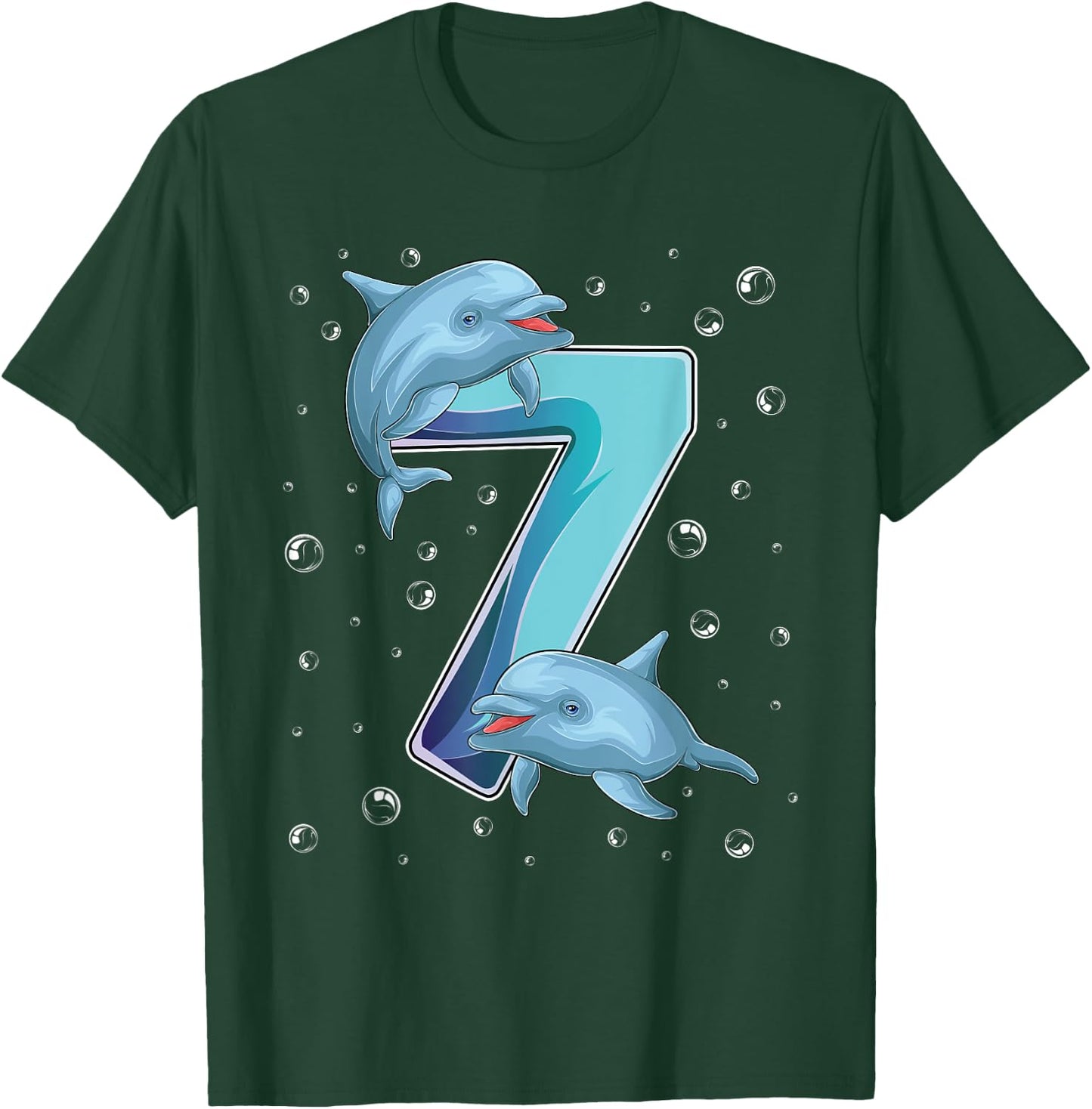 7 Year Old Dolphin 7th Birthday Girl Party Dolphin Lover T-Shirt - T-Shirt | Forest