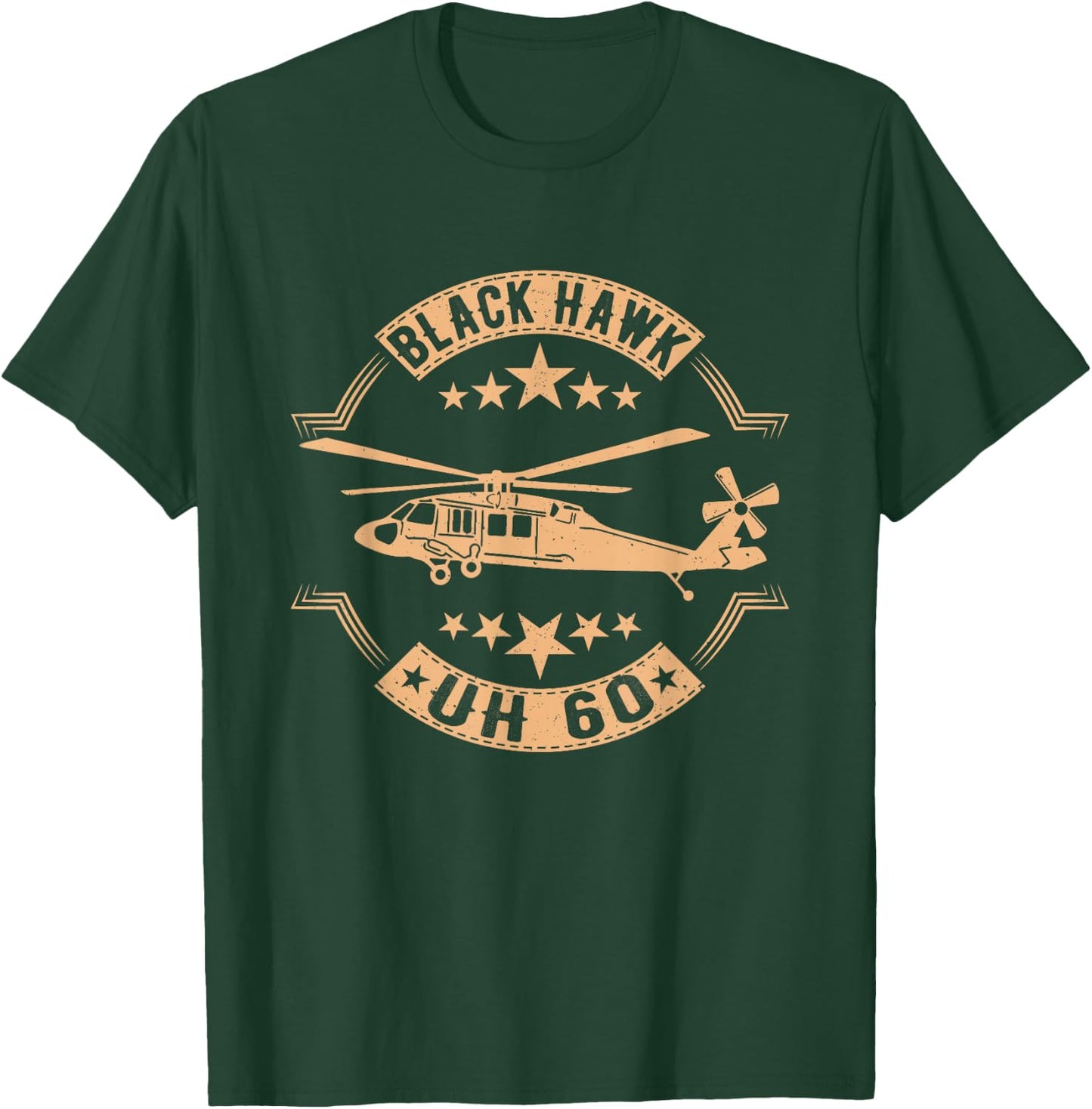 Patriotic USA Flag Military Helicopter UH-60 Black Hawk T-Shirt - T-Shirt | Forest