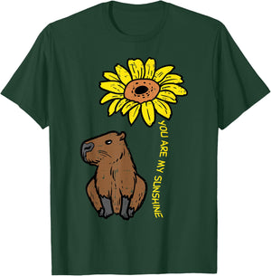 Capybara Sunflower You Are My Sunshine Capy Women Girls Kids T-Shirt - T-Shirt | Forest