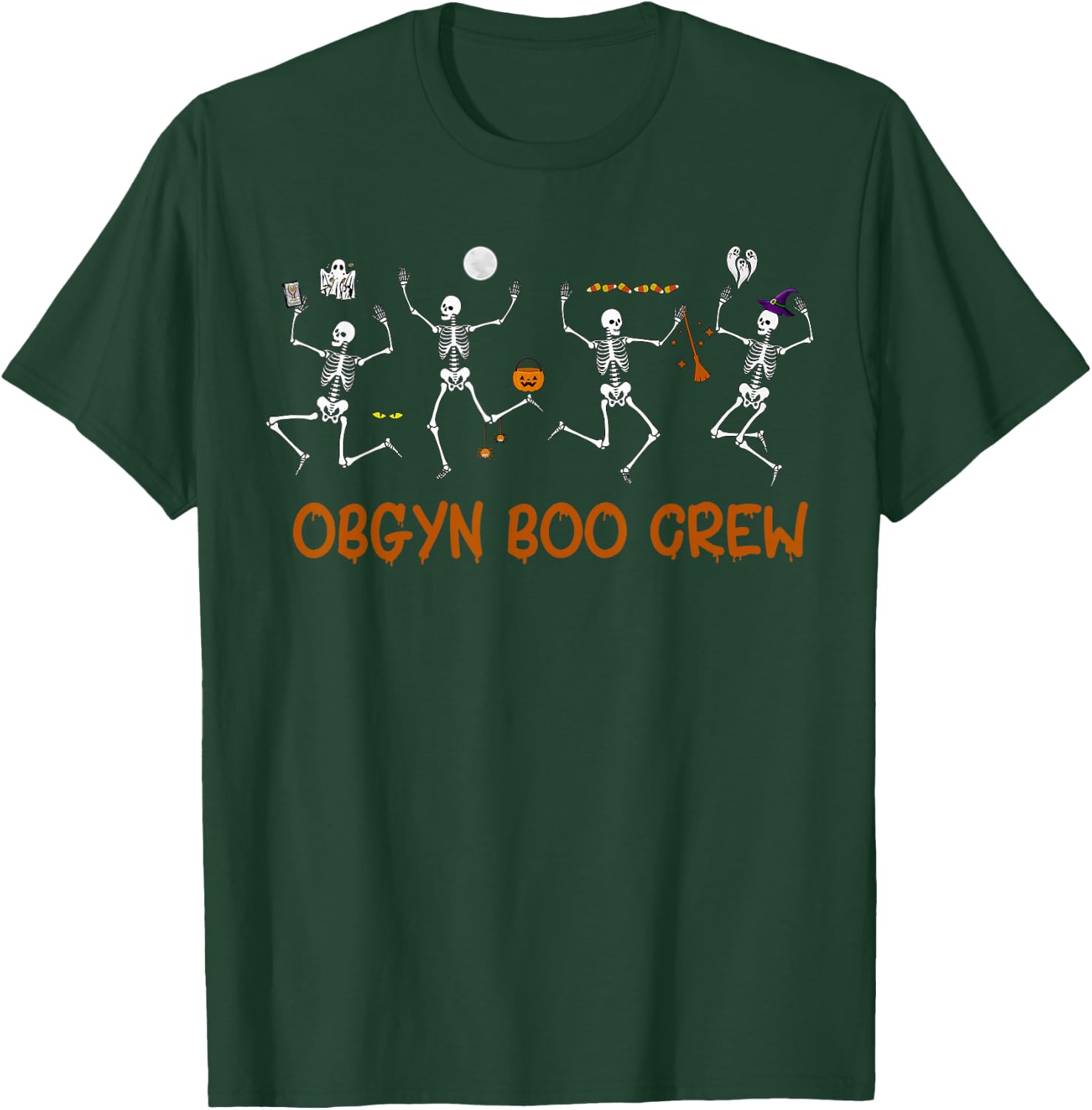 OBGYN Boo Crew Nurse Skeleton Dancing Halloween Spooky T-Shirt - T-Shirt | Forest