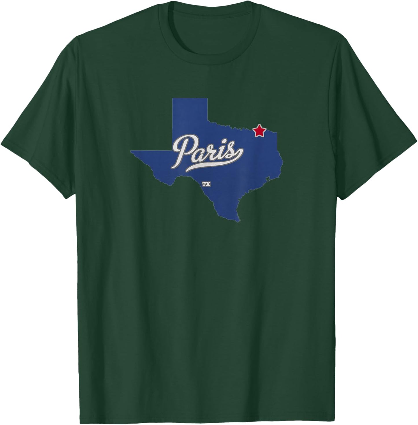 Paris Texas TX Map , Small, Black T-Shirt - T-Shirt | Forest