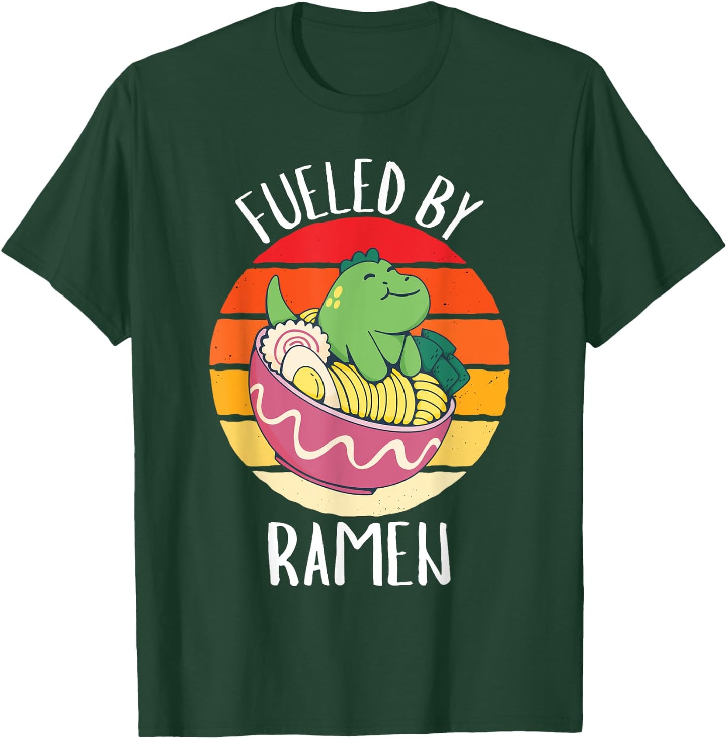 Retro Dinosauer Fueled By Ramen Vintage Ramen Lover T-Shirt - T-Shirt | Forest