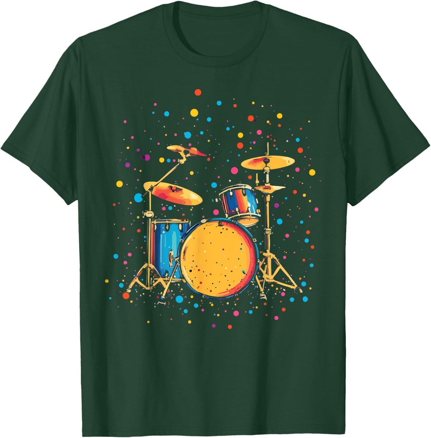 Polka Dots Pop Art Drum Set Funny Drummer Musician Music T-Shirt - T-Shirt | Forest