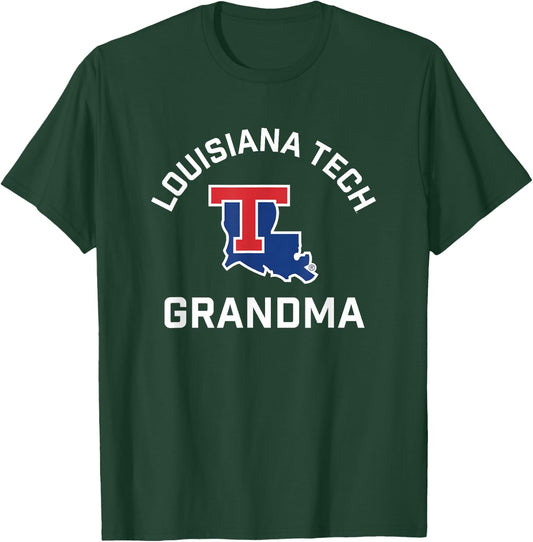 Campus Lab Louisiana Tech Bulldogs Arched Grandma - Blue, X-Small - Short Sleeve - - Classic Fit - Officially Licensed - Louisiana Tech University Fans, Students, and Alumni T-Shirt - T-Shirt | Forest