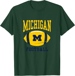 Kids University of Michigan Wolverines U of M Football Ball T-Shirt - T-Shirt | Forest