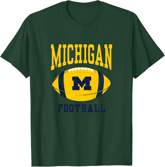 Kids University of Michigan Wolverines U of M Football Ball T-Shirt - T-Shirt | Forest
