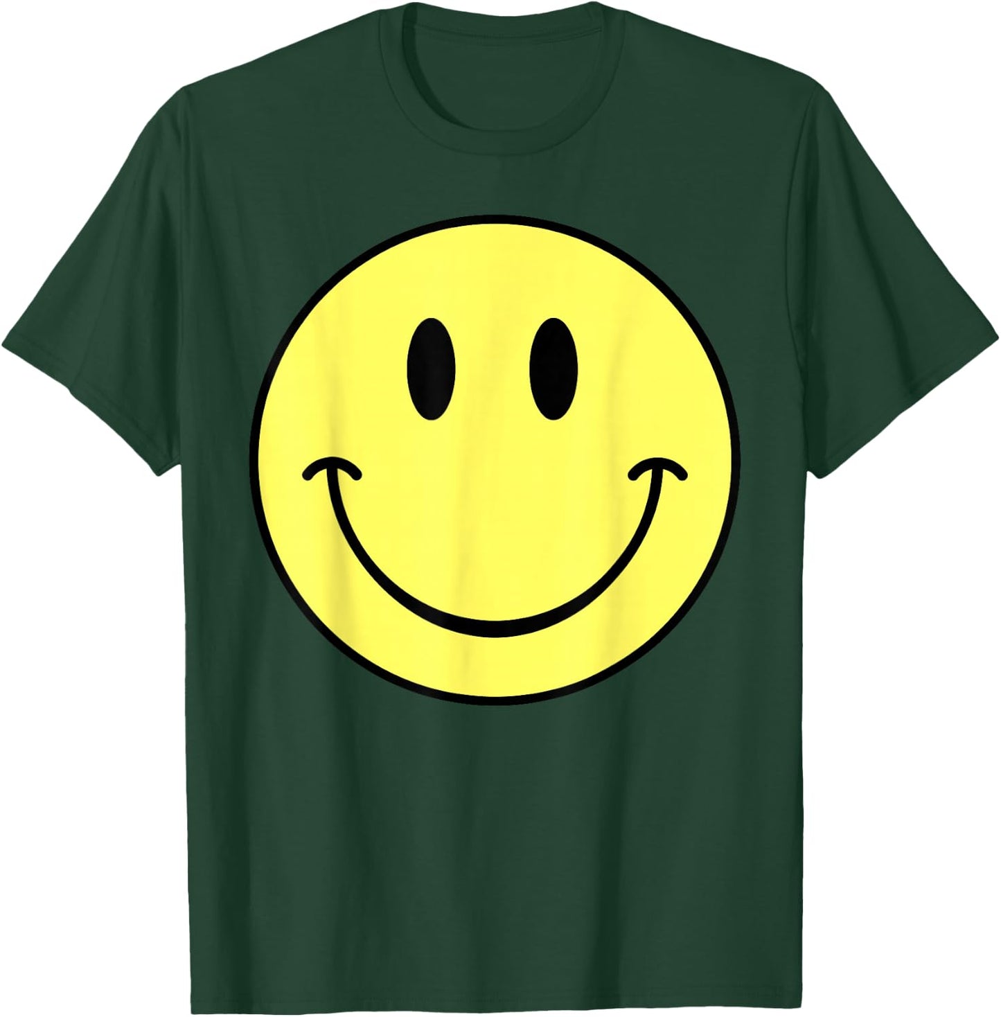 70s Yellow Smile Face Happy Cute Smiling Face Funny Retro T-Shirt - T-Shirt | Forest