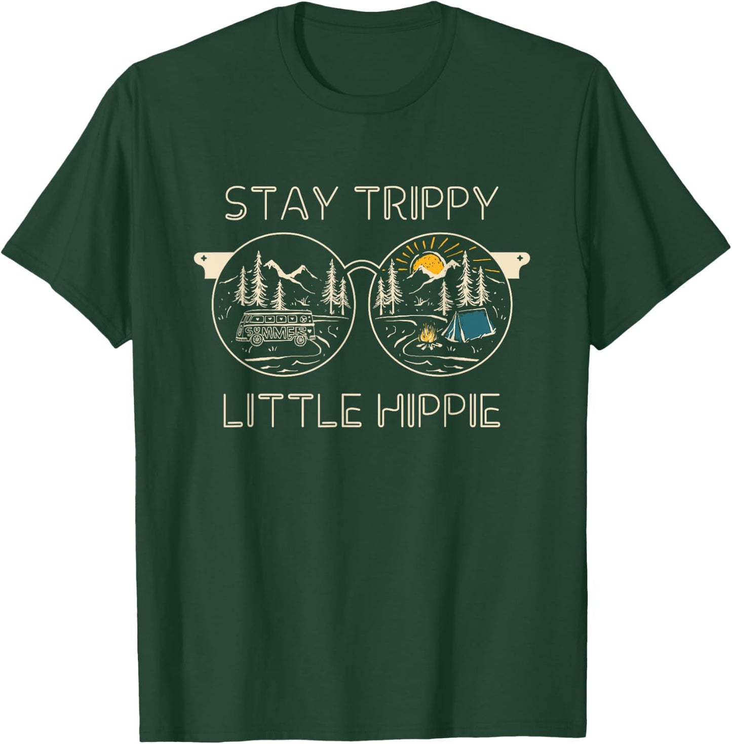 Stay Trippy Little Hippie Sunglasses 70s Style Vintage Peace T-Shirt - T-Shirt | Forest
