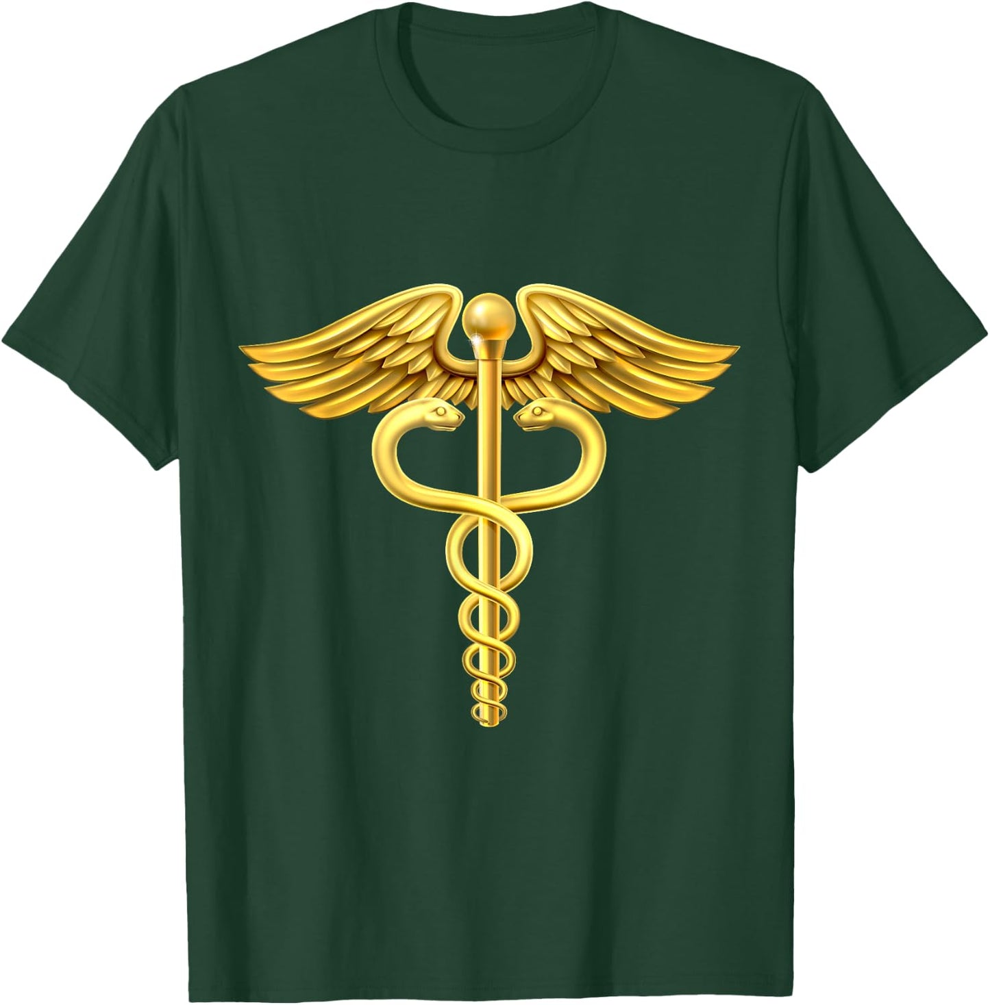 Gold caduceus medical symbol design T-Shirt - T-Shirt | Forest