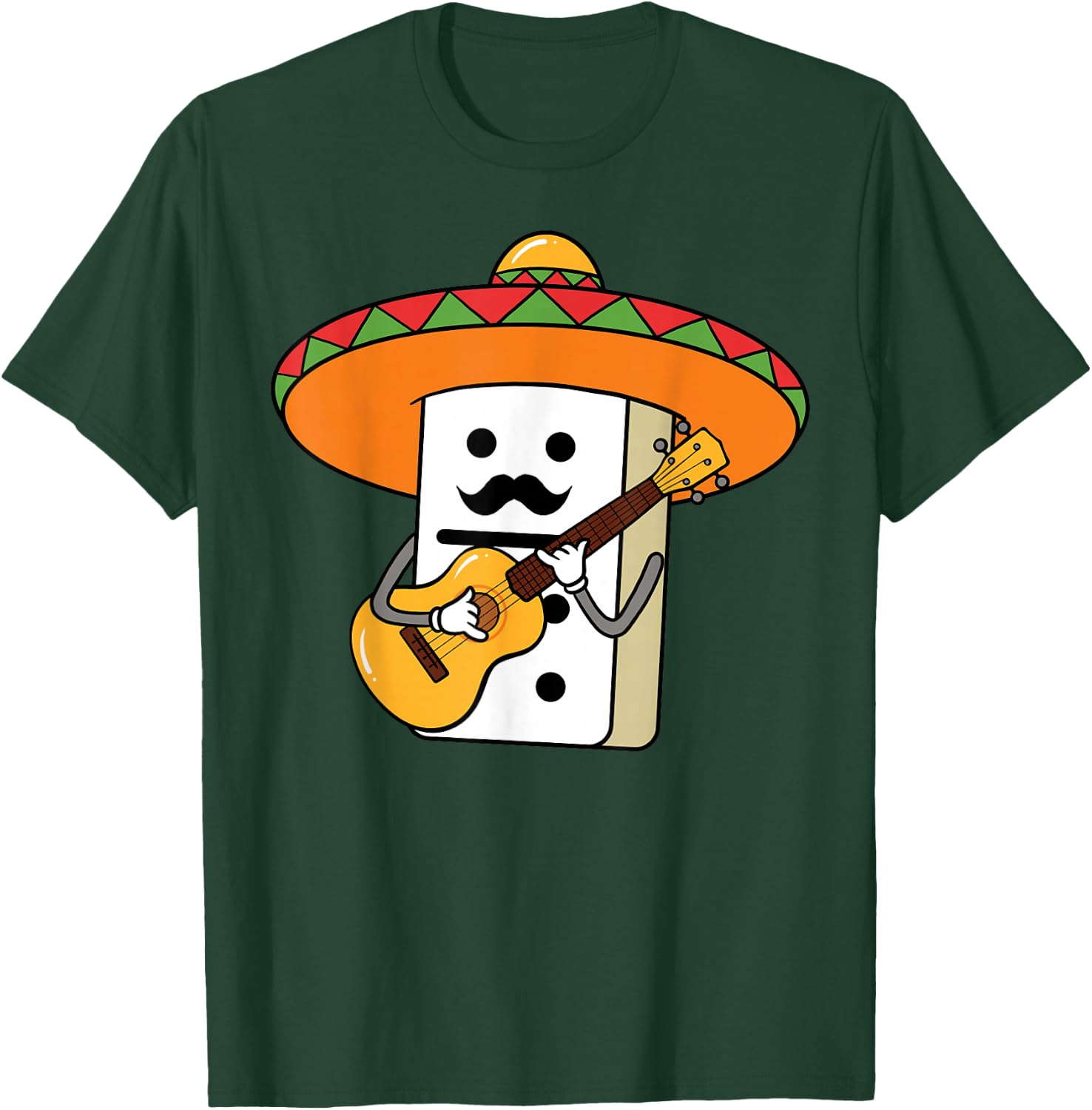Mexican Train Domino Playing Guitar With Sombrero T-Shirt - T-Shirt | Forest
