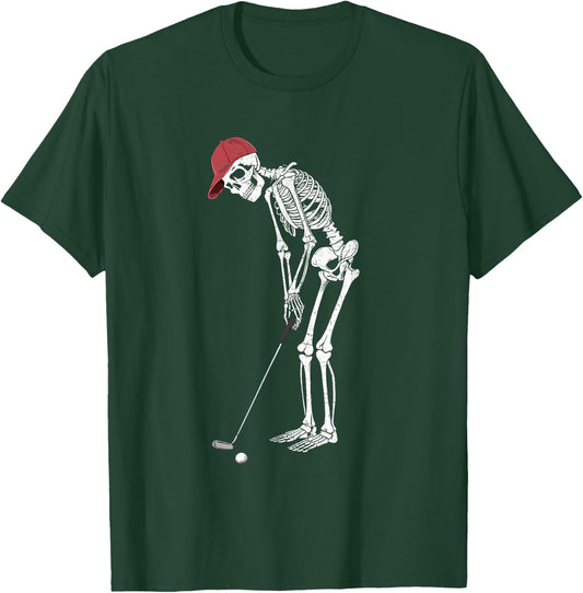 Golf Skeleton Halloween Player Catcher Boys Kids T-Shirt - T-Shirt | Forest