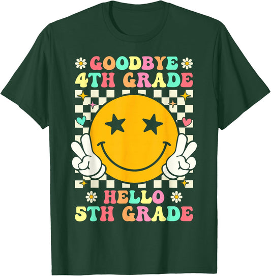 Groovy Goodbye 4th Grade Hello 5th Grade Graduation T-Shirt - T-Shirt | Forest