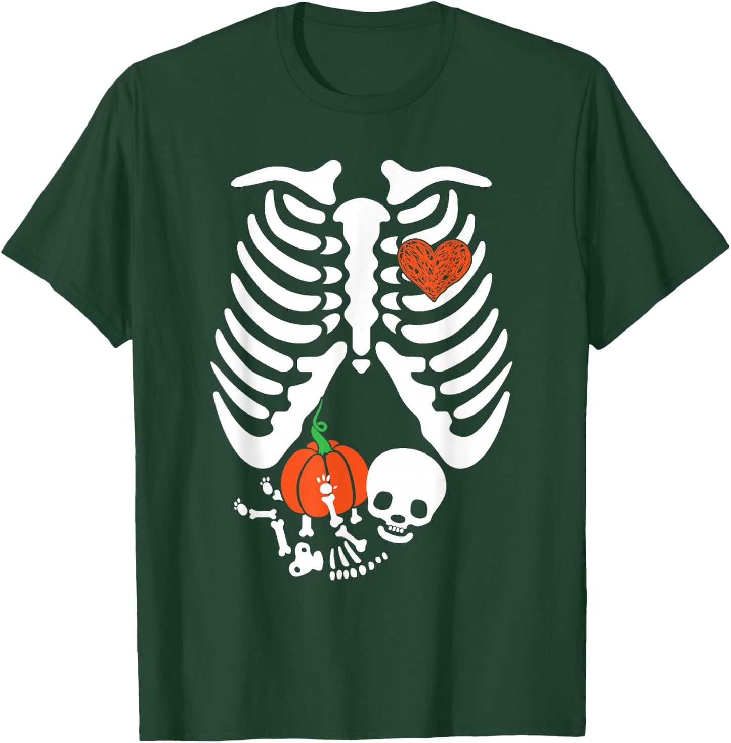 Skeleton Maternity Halloween Pumpkin Baby Maternity Costume T-Shirt - T-Shirt | Forest