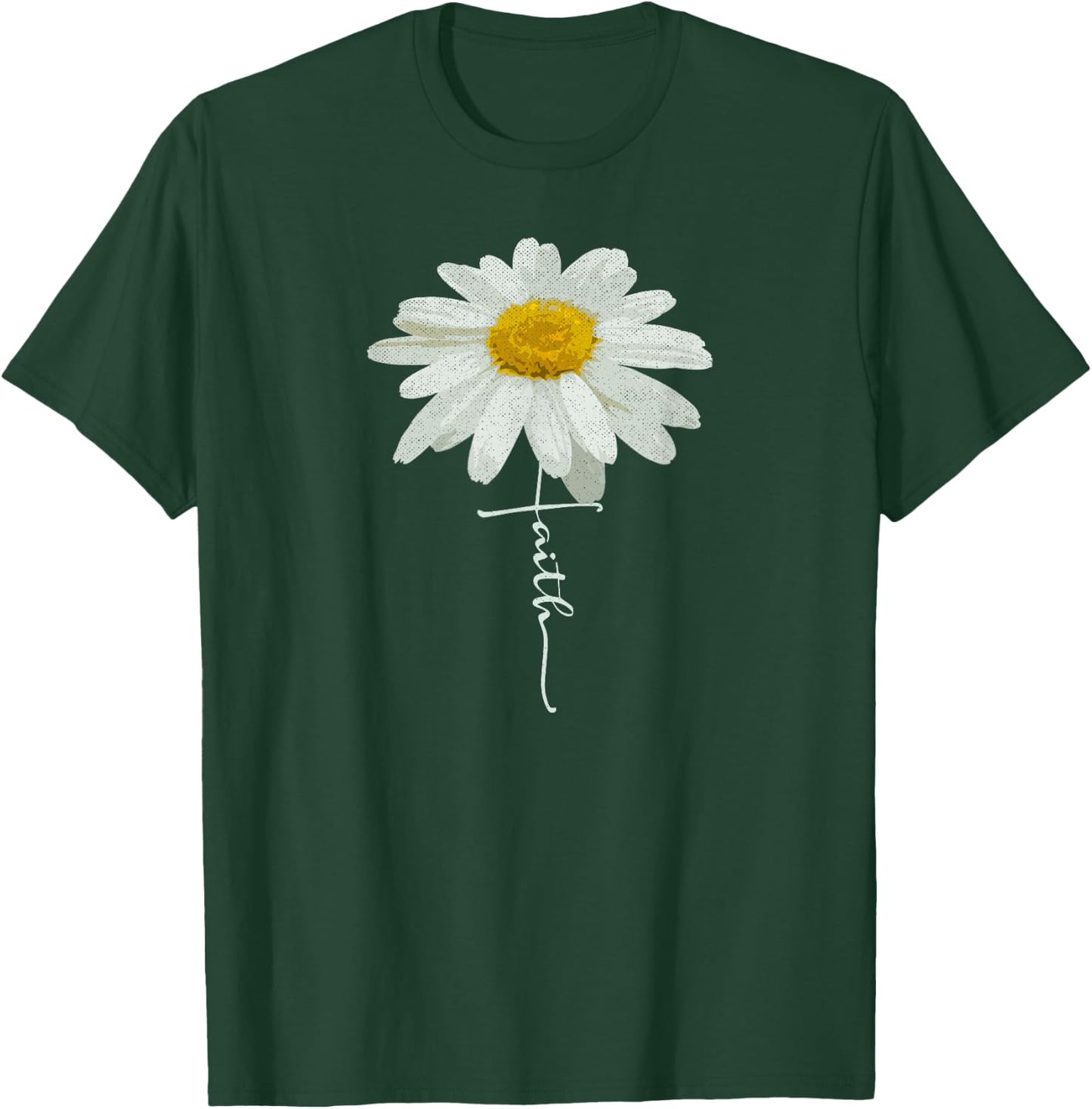 Christian Faith Cross Daisy Flower, Christian Men Women T-Shirt - T-Shirt | Forest