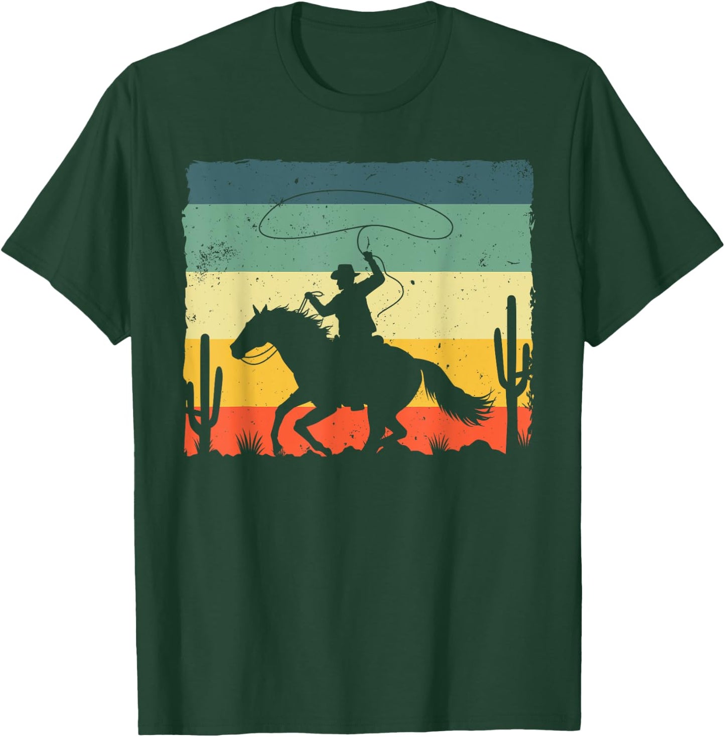 Retro Western Cowboy Design Boys Horse Rider Cowboy T-Shirt - T-Shirt | Forest