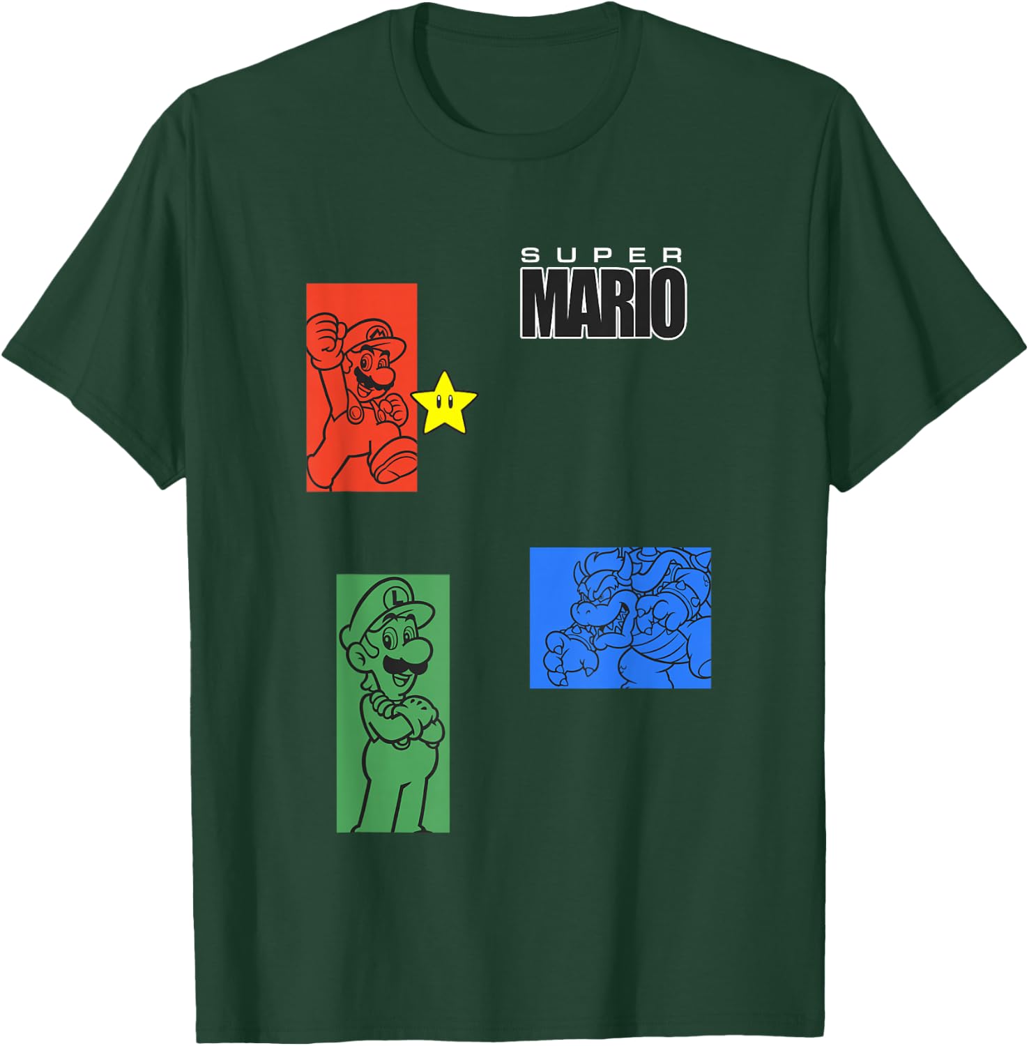 Super Mario Luigi & Bowser Color Trio Panels T-Shirt - T-Shirt | Forest
