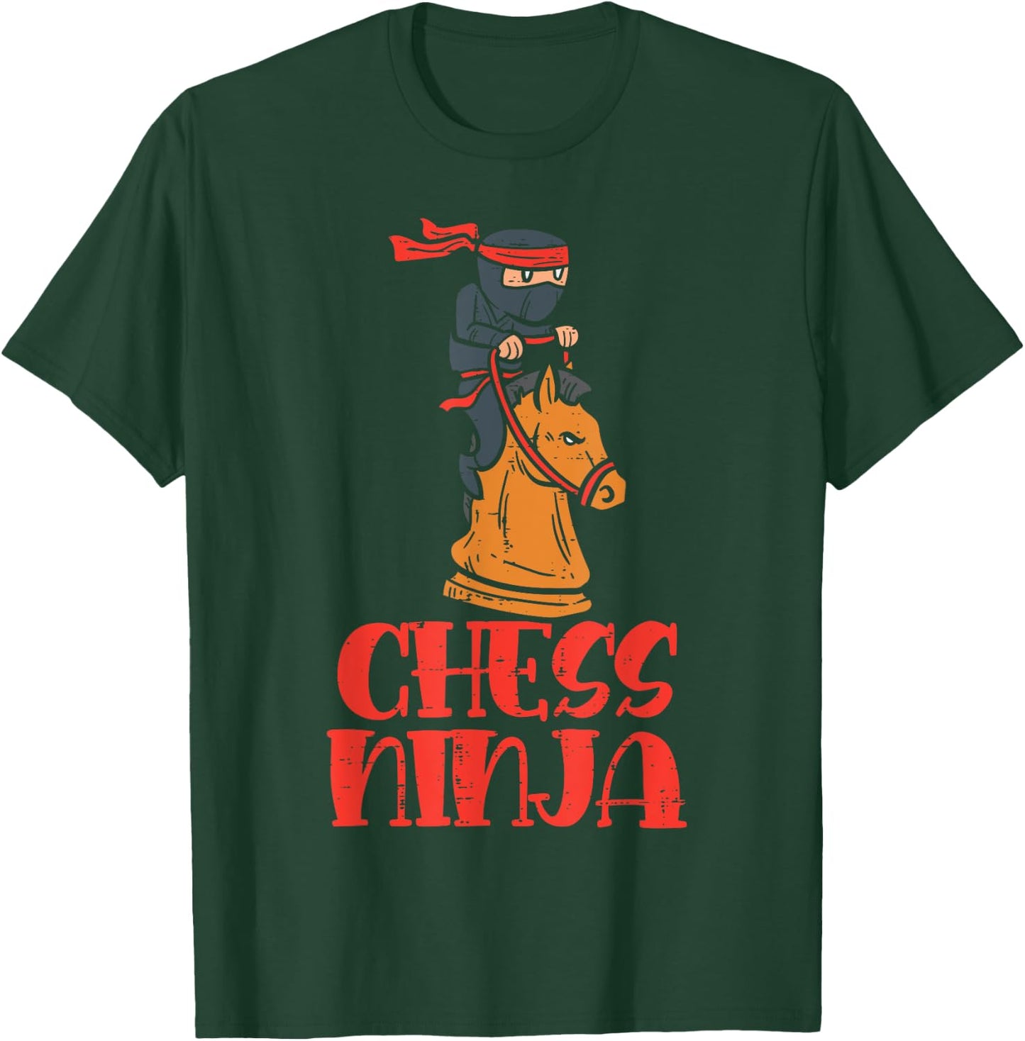 Chess Ninja On Knight Horse Funny Player Boys Girls Kids T-Shirt - T-Shirt | Forest