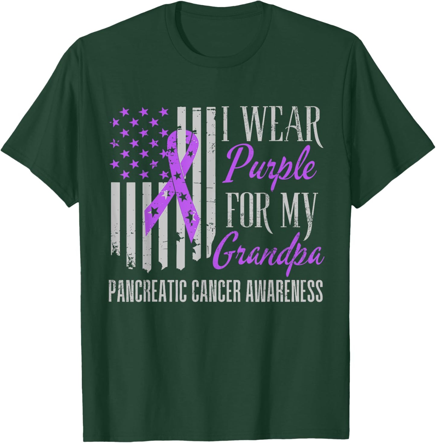 I Wear Purple For My grandpa Pancreatic Cancer Awareness T-Shirt - T-Shirt | Forest