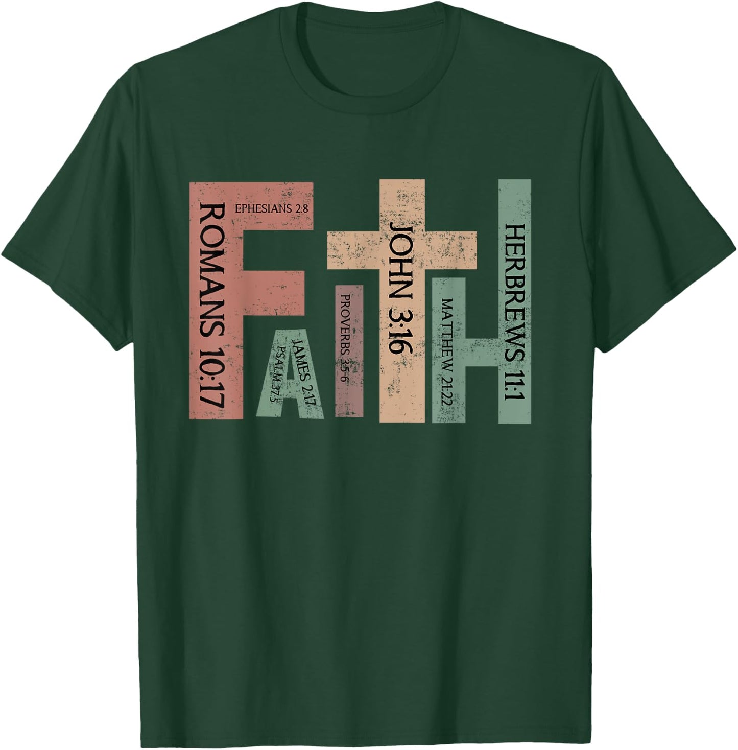 Retro Christian Faith Bible Verse Religious Christian Cross T-Shirt - T-Shirt | Forest