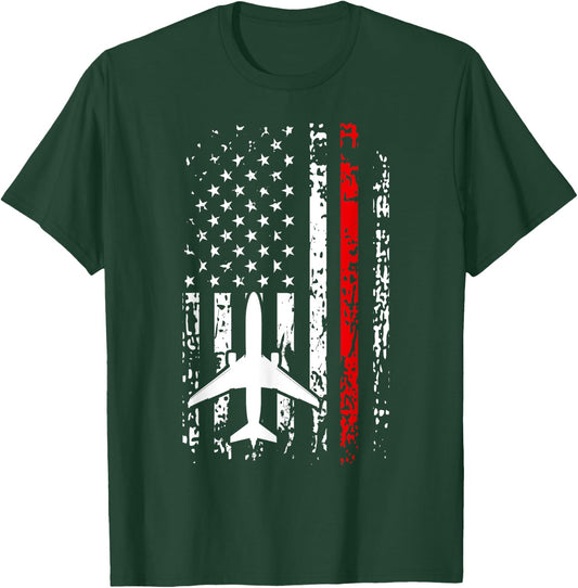 Airport Firefighter Shirt Thin Red Line Airport Fireman Gift T-Shirt - T-Shirt | Forest