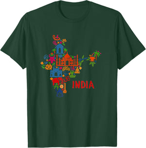 India Elephant Cards Shadow Taj Mahal T-Shirt - T-Shirt | Forest