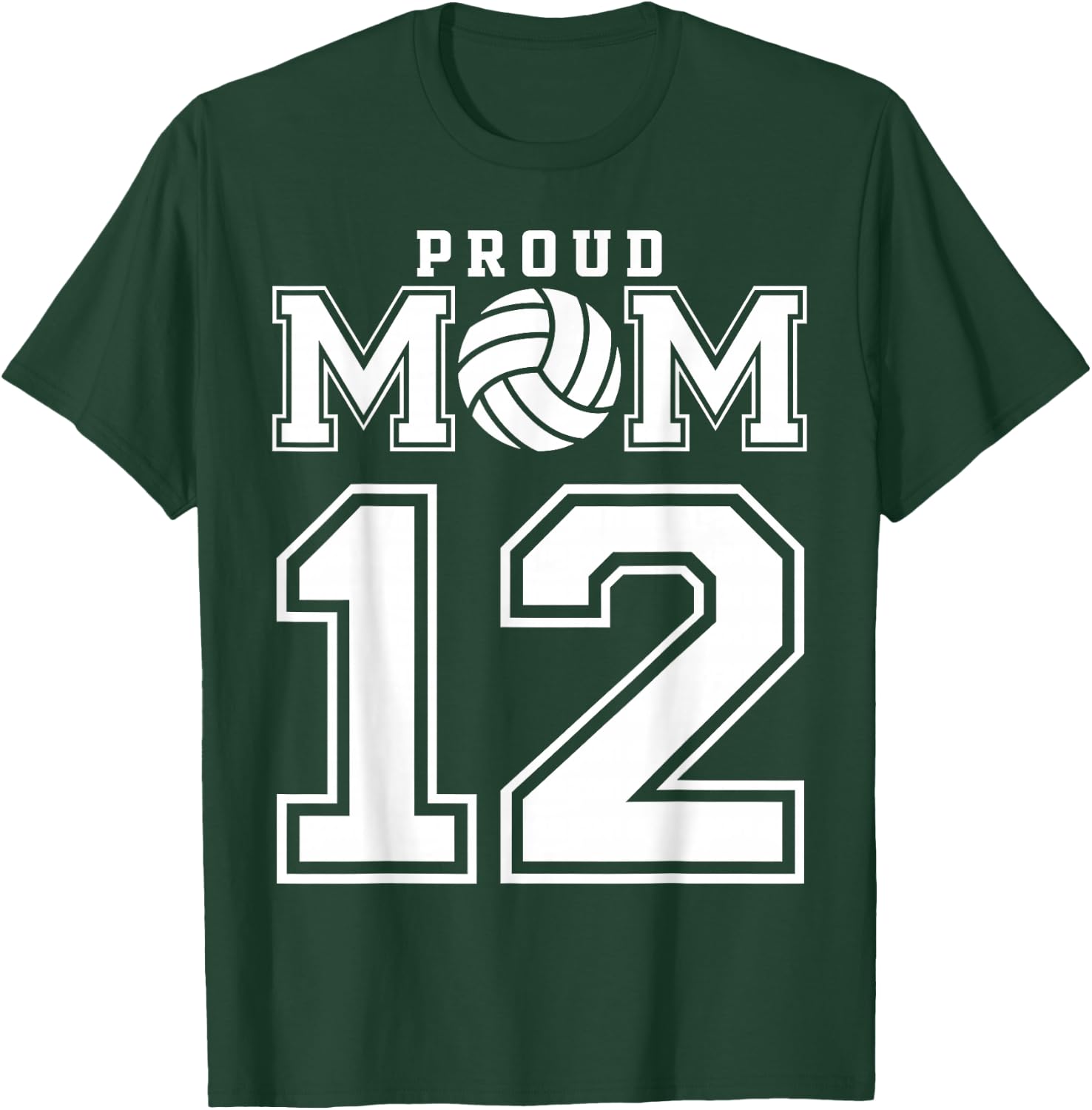 Custom Proud Volleyball Mom Number 12 Personalized Women T-Shirt - T-Shirt | Forest