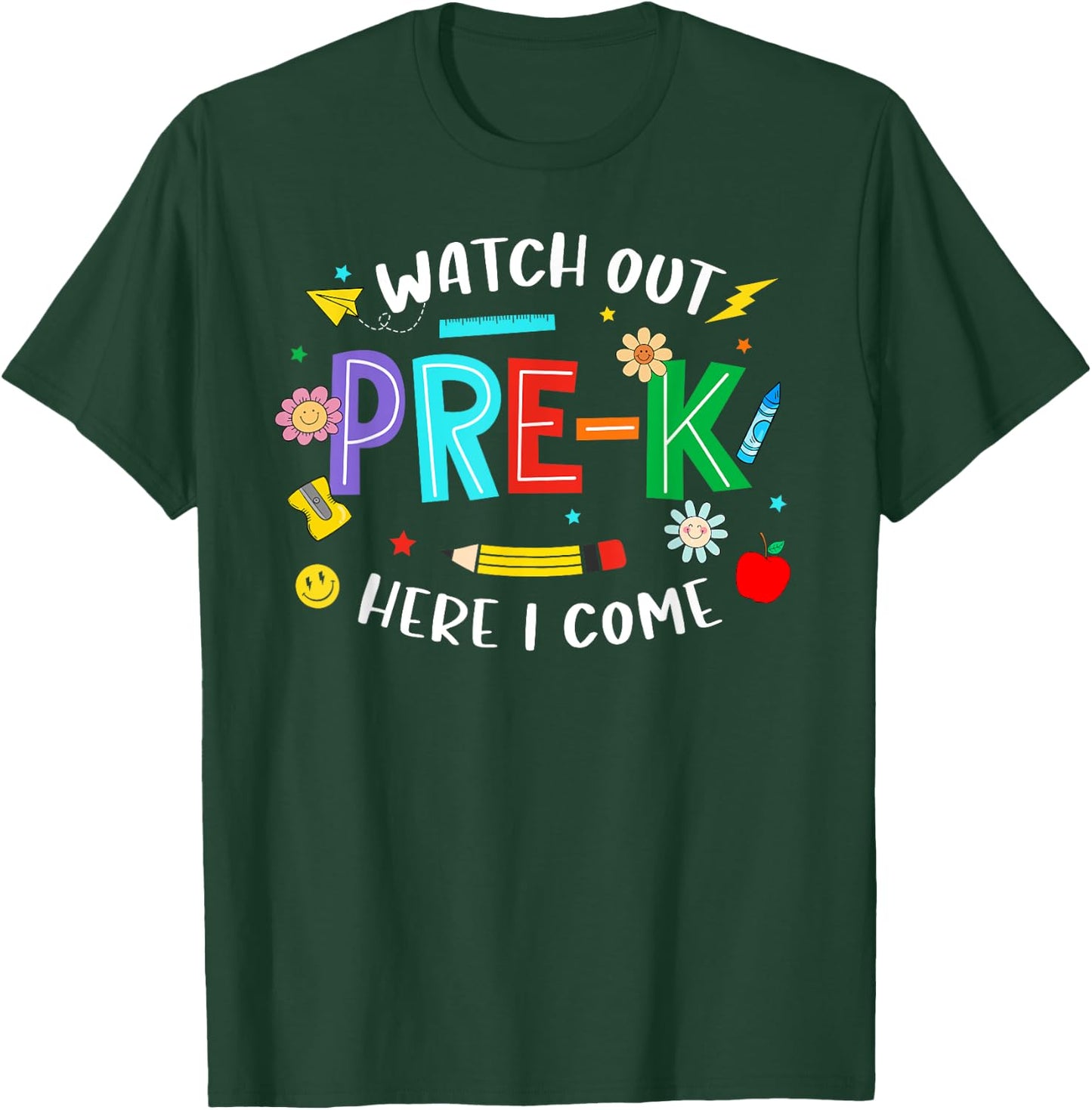 Watch Out Pre K Here I Come Pre K Back To School Teacher Kid T-Shirt - T-Shirt | Forest