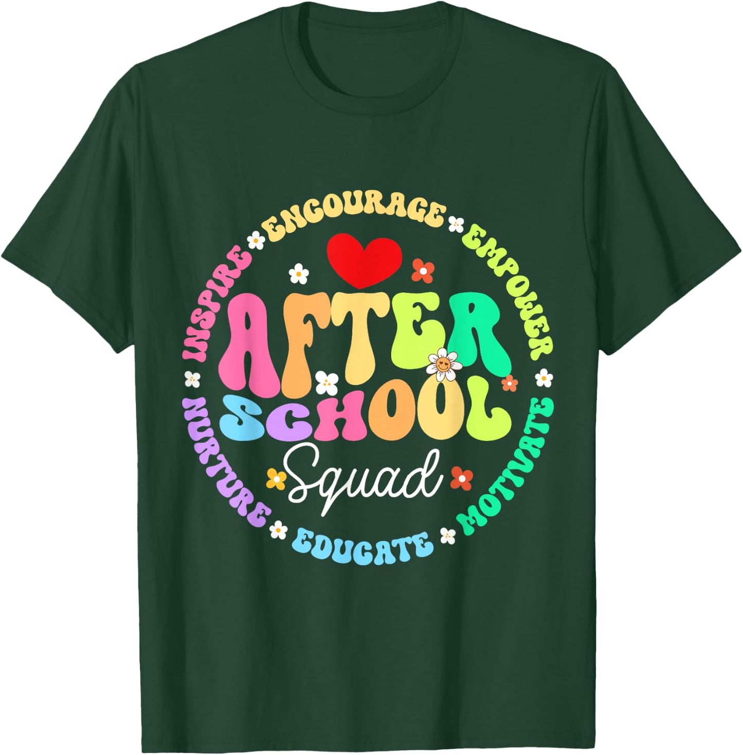 Groovy After School Squad After School Program Staff T-Shirt - T-Shirt | Forest