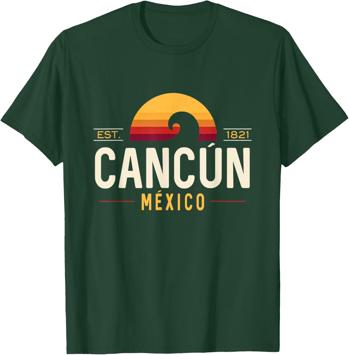 Cancún México | Cancun Mexico Retro Wave Logo T-Shirt - T-Shirt | Forest