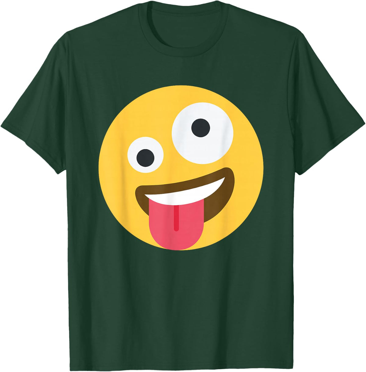 Funny Emoticon Apparel Wild Crazy Eyes Excited Zany Face Emoticon -Adults & Kids Black Short Sleeve T-Shirt - T-Shirt | Forest