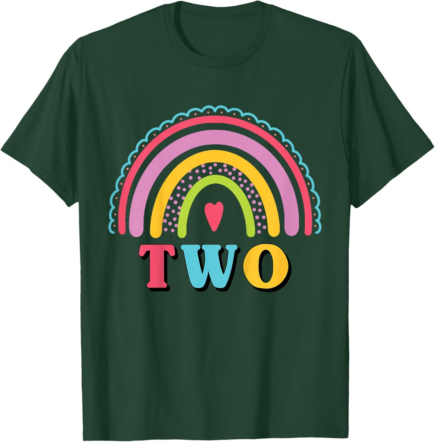 Kids Rainbow Birthday Girl Two Years Old 2nd Birthday Kids Girls T-Shirt - T-Shirt | Forest