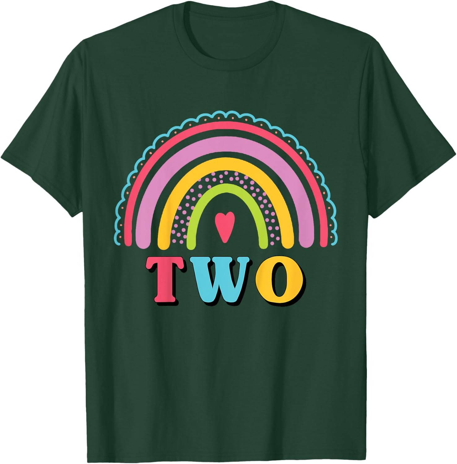 Kids Rainbow Birthday Girl Two Years Old 2nd Birthday Kids Girls T-Shirt - T-Shirt | Forest