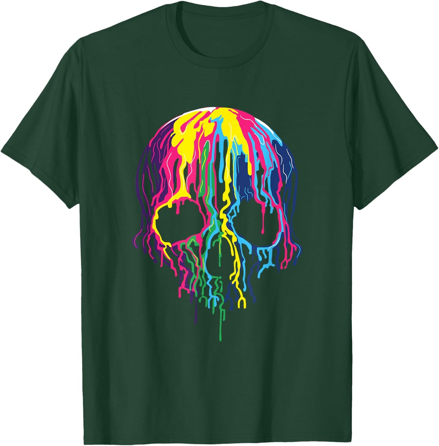 Colorful Melting Rainbow Skull Art Graphic Halloween Costume T-Shirt - T-Shirt | Forest