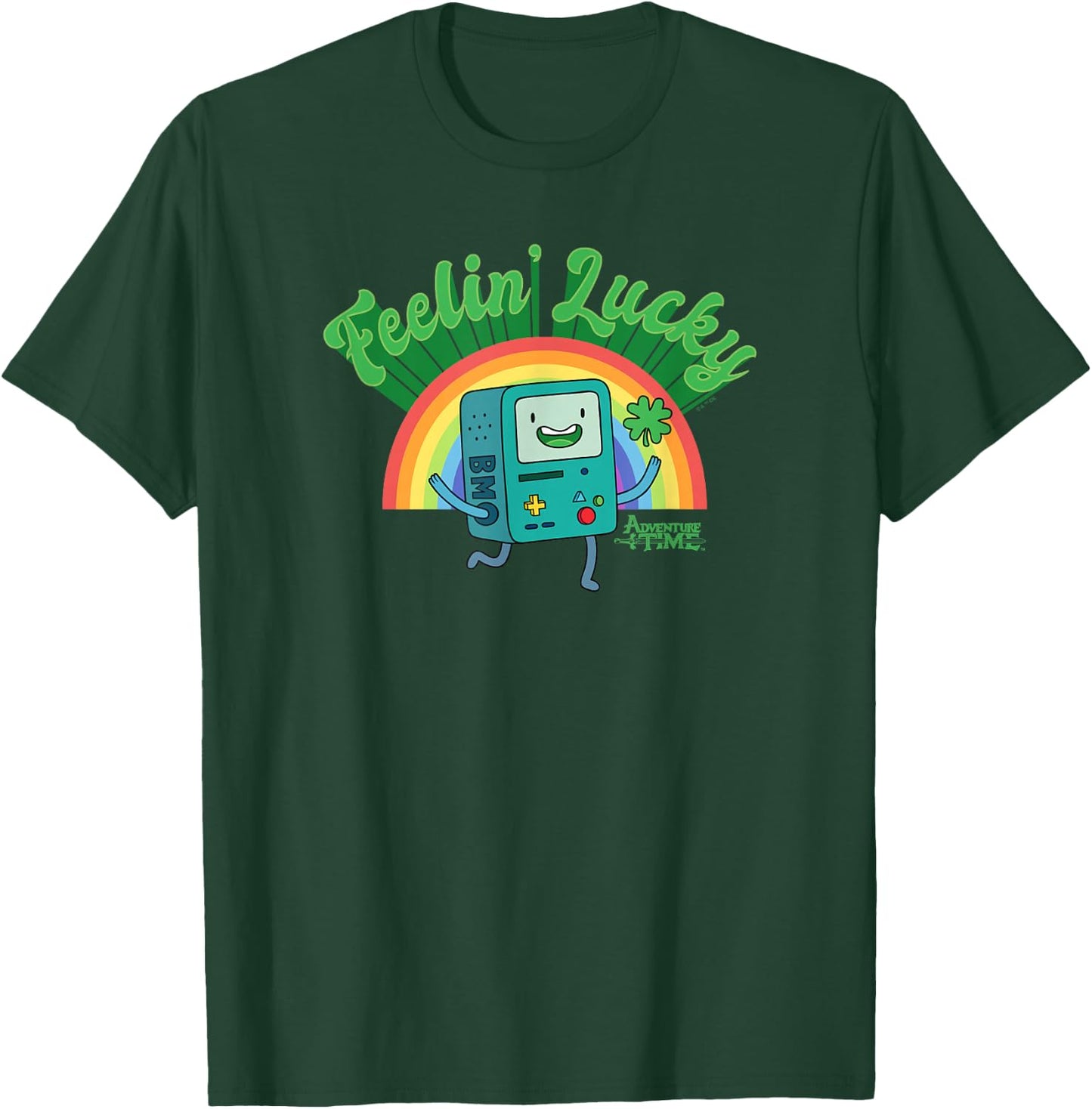 Adventure Time St. Patrick's Day BMO Rainbow Feelin' Lucky T-Shirt - T-Shirt | Forest