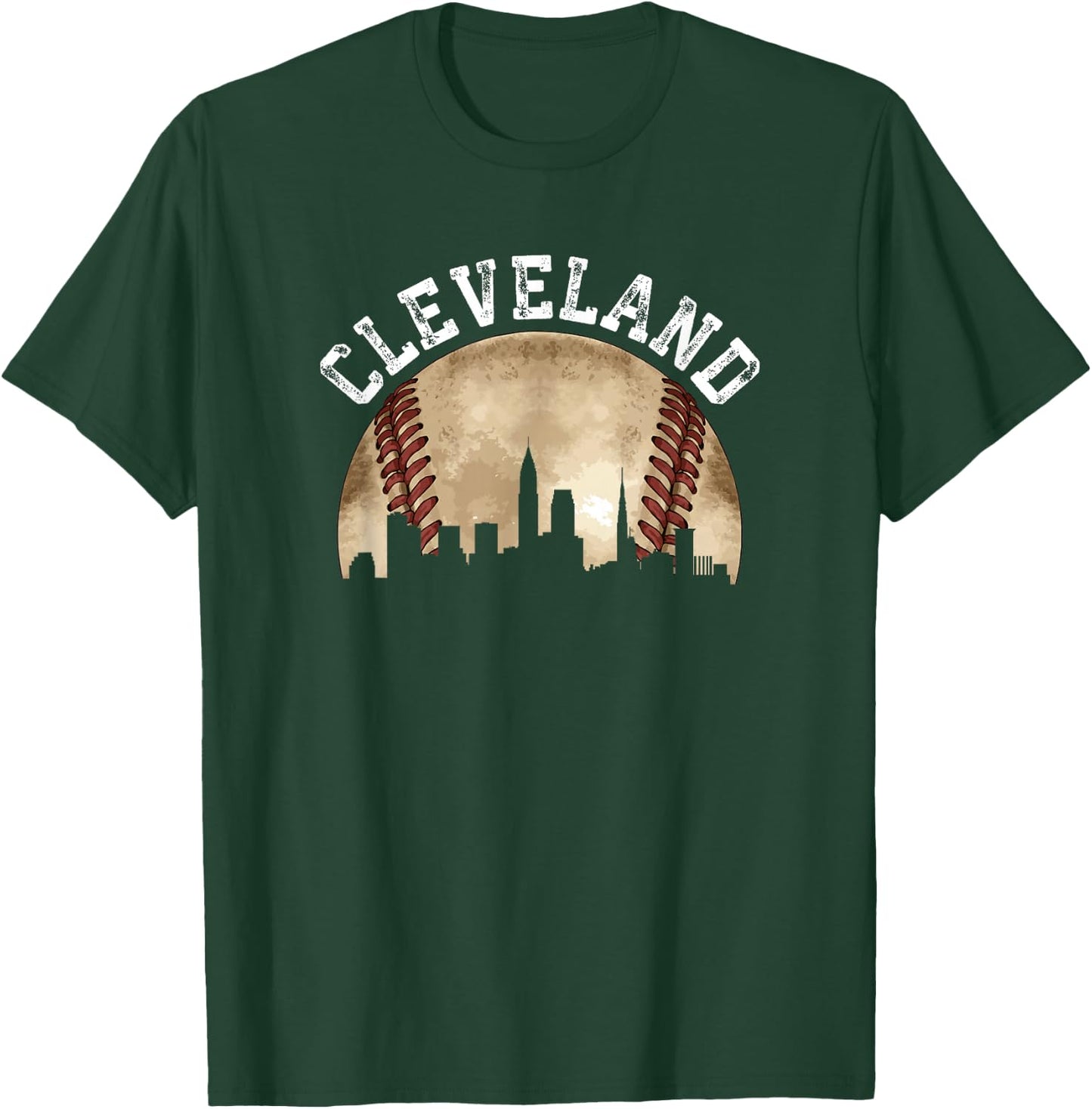 Cleveland Skyline City Vintage Baseball Lover T-Shirt - T-Shirt | Forest