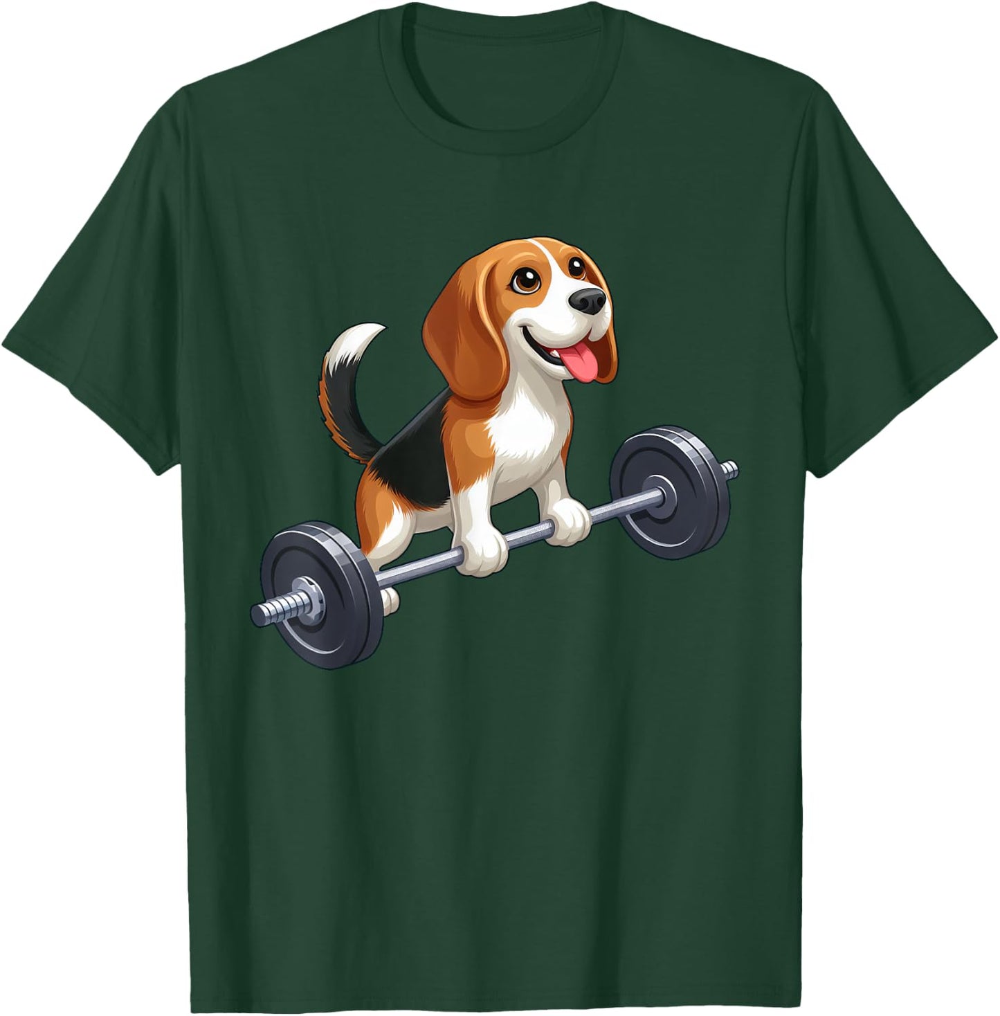 Beagle Barbell Dog Fitness Workout Men Women T-Shirt - T-Shirt | Forest