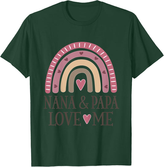 Kids Nana And Papa Love Me Granddaughter Rainbow T-Shirt - T-Shirt | Forest